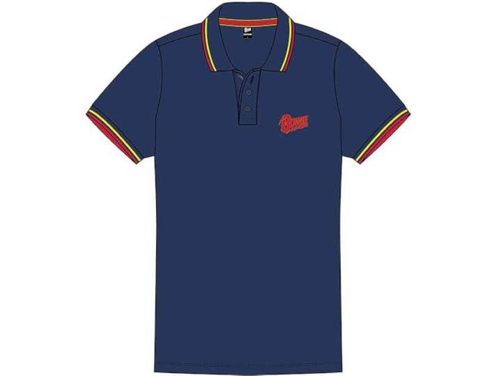 David Bowie Polo shirt -S- Flash Logo Blauw