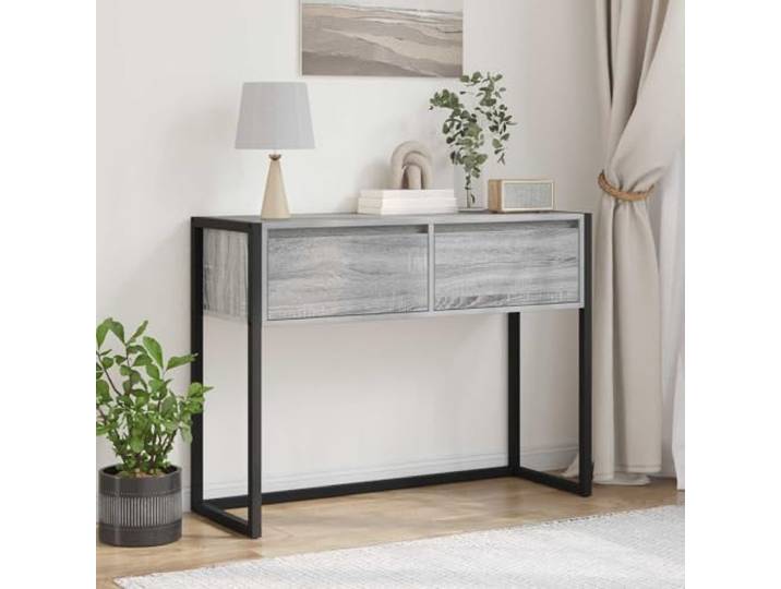 Beistelltisch Sonoma-Grau 100 x 36 x 75 cm Holzwerkstoff mit Stahlbeinen Holzwerkstoff, Stahlbeine, 100x36x75cm, Sonoma-Grau, industriell, Wohnzimmer, stabil, pflegeleicht