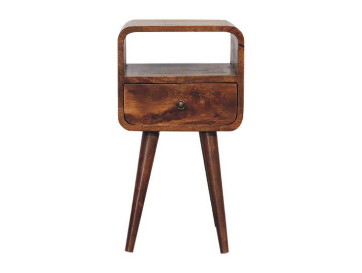 Artisan Furniture Nachttisch mit 1 Schublade, 1 Offener Ablage, Braun, Holz, Echtholz,Mangoholz, Holz Optik, Quadratisch, 30x55x30 cm, Schlafzimmer, Nachttische