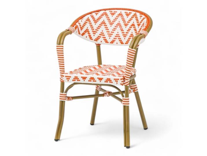 Fauteuil de terrasse ALMA - Tressage Orange et Blanc