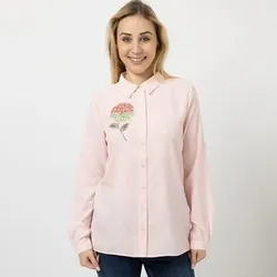 VIA MILANO Bluse, 1/1-Arm Blusenkragen Stickerei figurumspielend