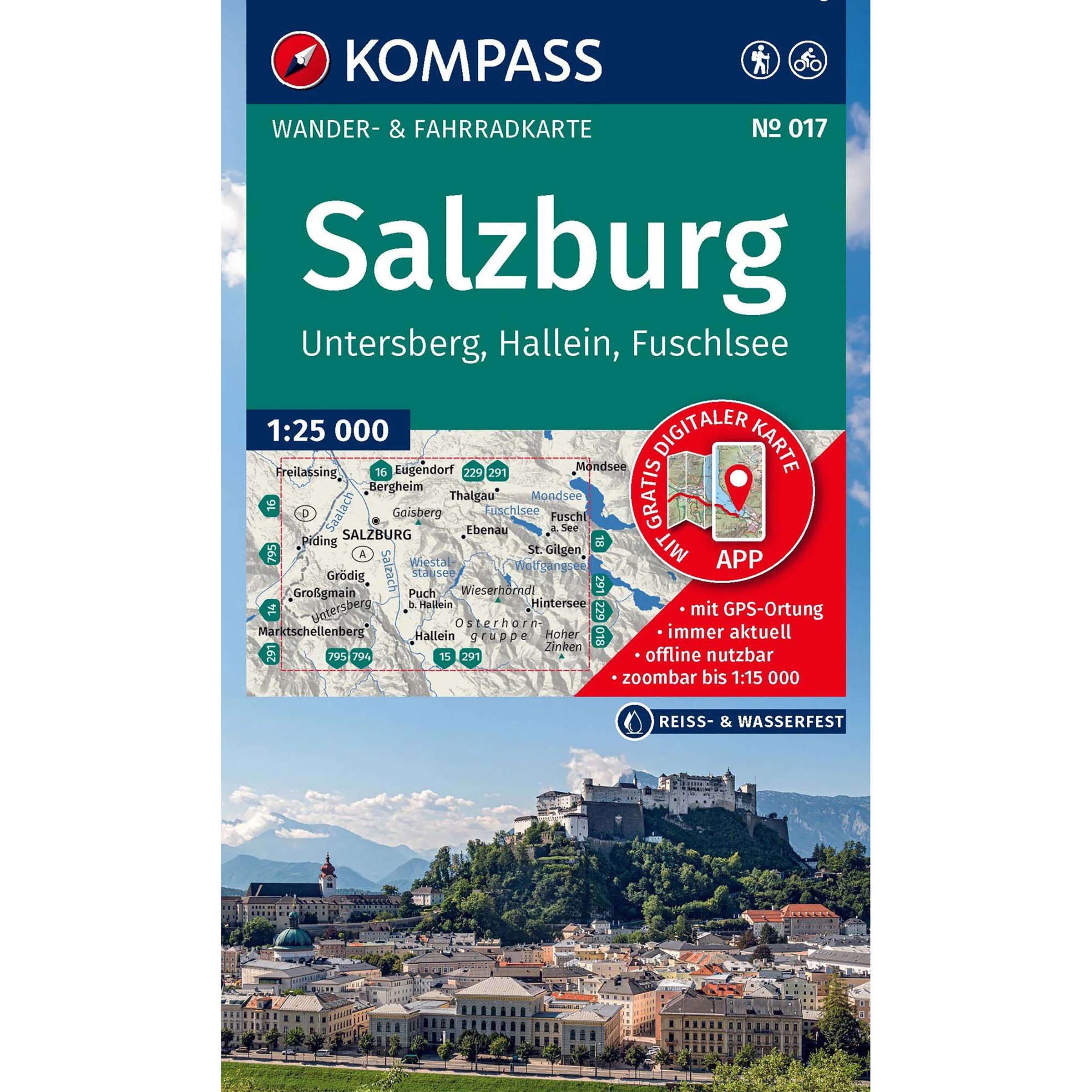 Kompass Verlag WK 017 Salzburg und Umgebung Topografische Karten tuerkis