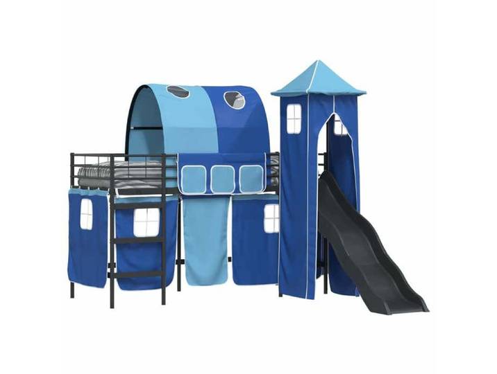 [5573278]Lit jeune/Adulte - Contemporain lit enfants lit simple Noir et Bleu 90x190 cm Poids:31.4 Kg