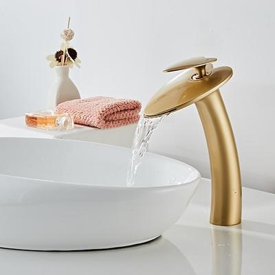 Waschbecken Wasserhahn, Wasserfall Herzform Griff Einhand Einloch Badarmaturen mit Heiß- und Kaltschalter