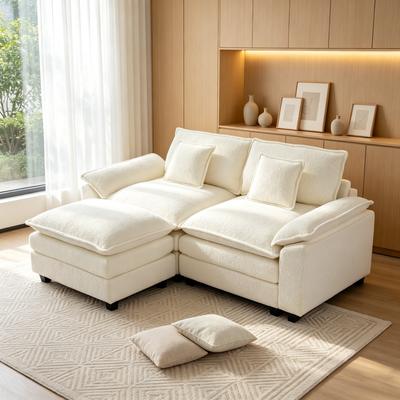 CLICKBIN Modular Cloud Chenille Sectional Sofa with Ottomans, Deep Seat Convertible L-Shaped or U-Shaped Couch