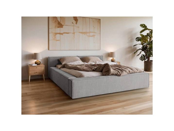 Livetastic Polsterbett Cloe, Hellgrau, Kunststoff, 2-Zonen, 140x200 cm, Lattenrost, gepolstertes Kopfteil, Stoffauswahl, in verschiedenen Größen erhältlich, Schlafzimmer, Betten, Polsterbetten