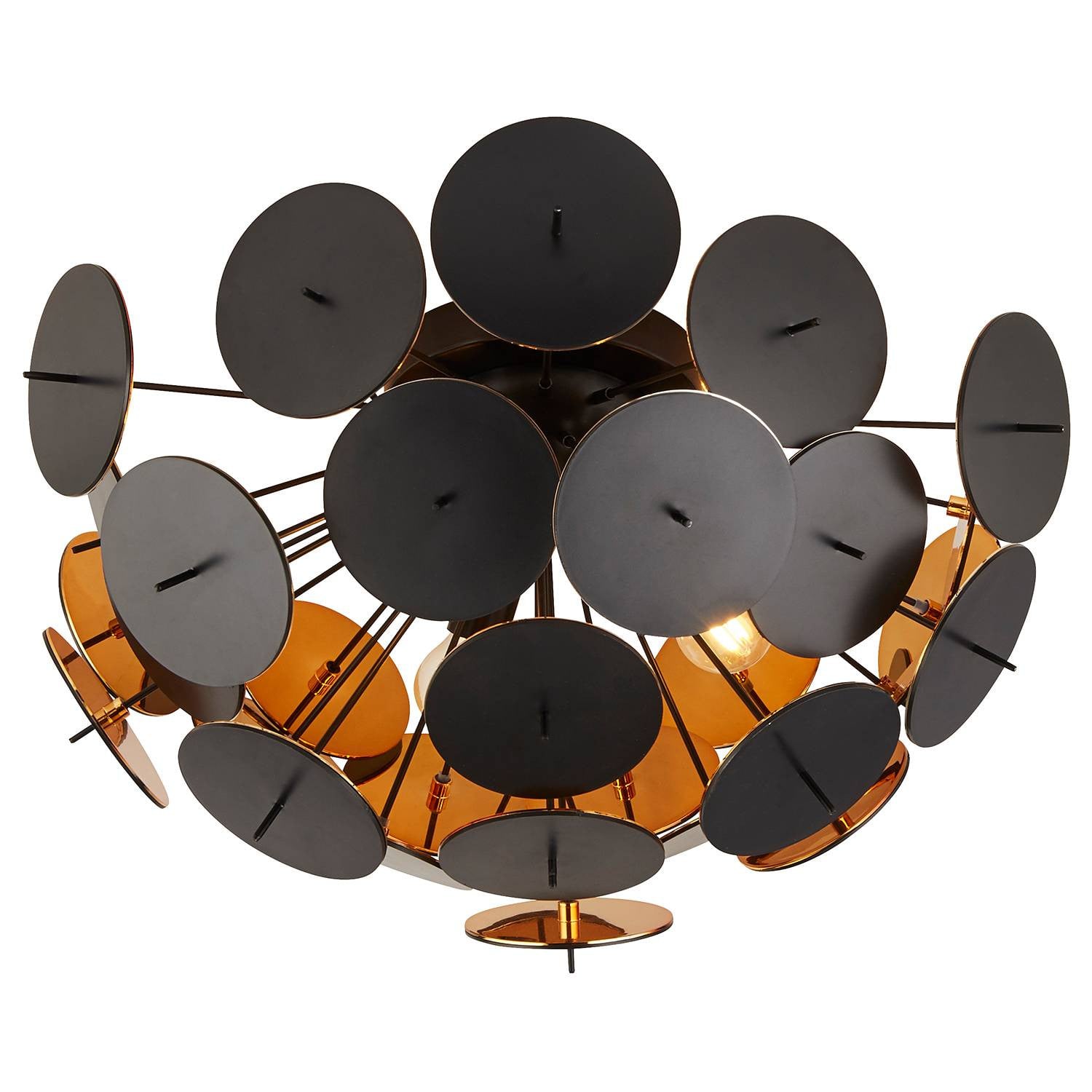 Searchlight Discus Design Plafondlamp Goud/Zwart B: 52 cm