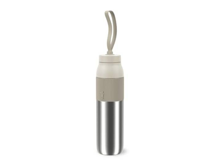 Isolier-Trinkflasche, EMSA beYou Twist Bottle mit integriertem Sieb und Trageband, 100% dicht, spülmaschinengeeignet, 0,7 L, für Reisen, unterwegs, Büro, für Kohlensäure geeignet, Hellgrau, N2194800