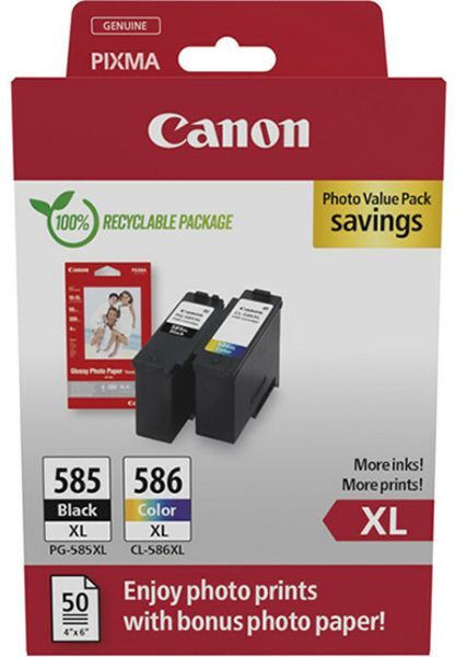 Canon PG-585XL + CL586XL + GP-501 - Schwarz + 3 Farben - Druckerpatrone - Hohe Kapazität - Multipack