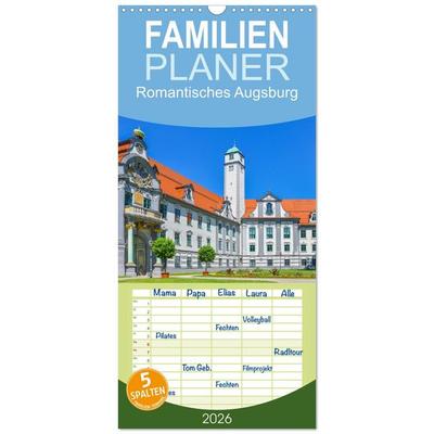 Familienplaner 2026 - Romantisches Augsburg mit 5 Spalten (Wandkalender, 21 x 45 cm) CALVENDO