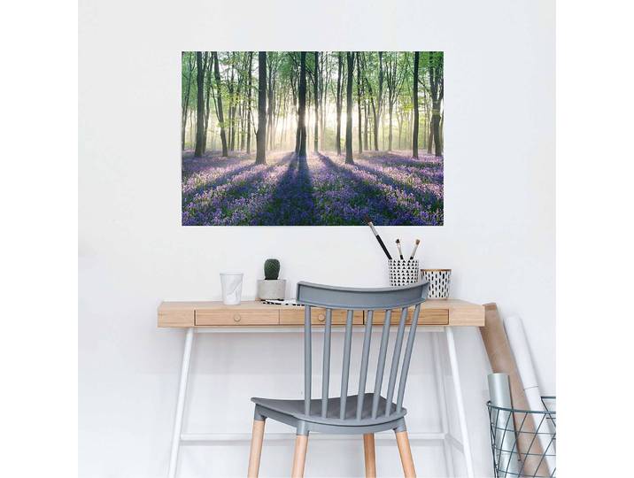 Poster Glockenblumen im Wald Papier Violett 61 x 92 x 0cm