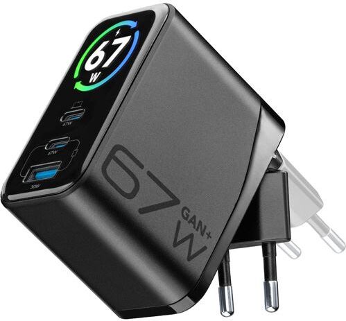 Cellular line Carregador GaN+ USB+2 xUSB-C com Ecrã TFT Cellularline 67W