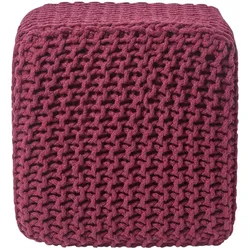 STRICK-POUF weinrot, Sitzwürfel 35/35/35 cm