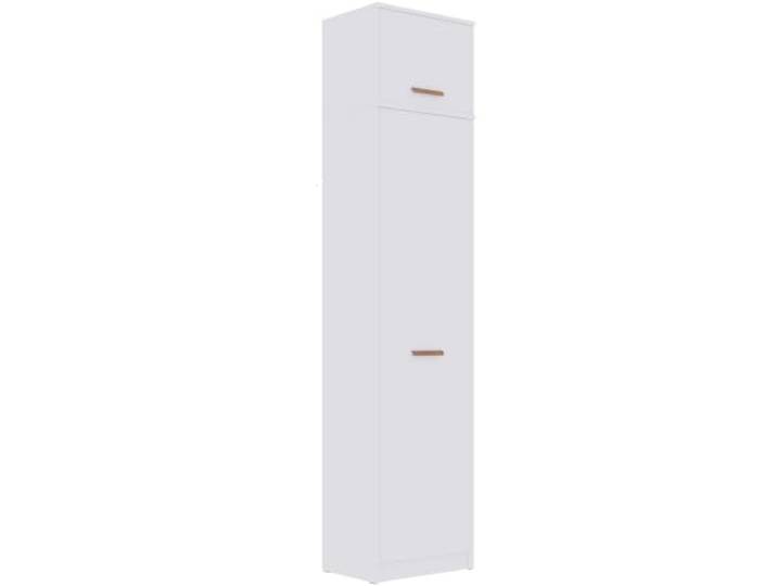 Schmaler Kleiderschrank mit Aufsatz ausziehbarer Kleiderstange 52x235x40cm Wohnzimmer Schlafzimmer Marmex Grant G20/14 weiß