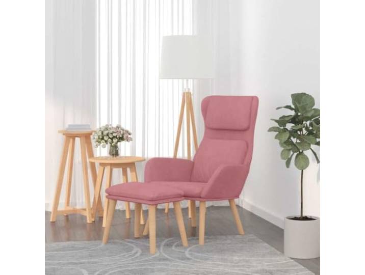 YUTAASU Velvet Recliner with Footstool Pink Metal Frame, Sturdy Construction, Armrests, Easy Assembly, Living Room Chair