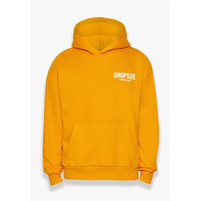 Kapuzenpullover DROPSIZE "Dropsize Herren Dropsize Heavy Oversize Crime Club Hoodie", Herren, Gr. M, gelb (orange), 70% Baumwolle, 30% Polyester, bedruckt, Rundhals, Pullover Kapuzenpullover