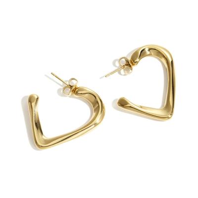 Paar Creolen ADELIA´S "Ohrringe Creolen in Herzform aus Edelstahl – 1 Paar", Damen, Gr. Damen, gold (goldfarben), Ohrringe, Modisch gestaltete Modeschmuck-Creolen in Herzform
