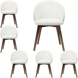ESSZIMMERSTUHL MELIE 6er Set in Creme Chenille mit Dunkelbraunen Buchenholzbeinen 54/49/82 cm