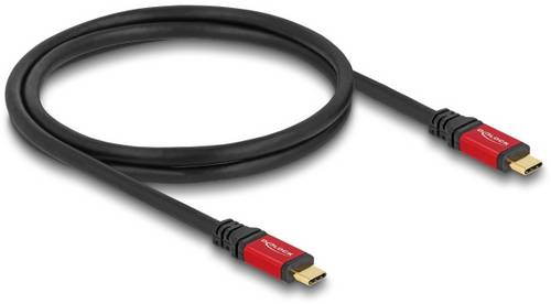 Delock USB-C Kabel USB-C Stecker, USB-C Stecker 1.00m Schwarz, Rot 80090
