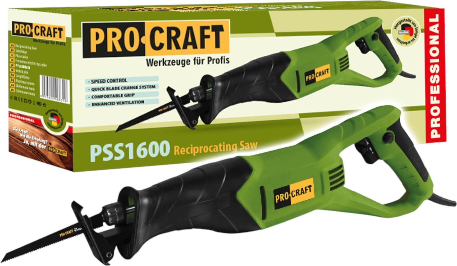 Procraft PSS1600 reciprozaag 800 watt met zaagblad