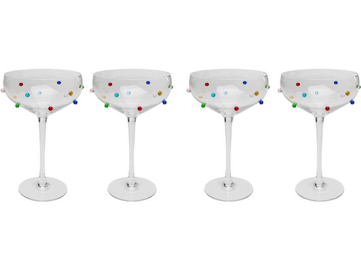 Glas KARE DESIGN Party Dots , bunt (mehrfarbig), B:11cm H:18,5cm, Glas, Trinkgefäße, Glas, Cocktail-, Wasser- oder Weinglas