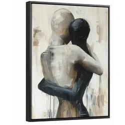 LEINWAND Bilder mit Rahmen - Abstrakt - Liebe - Schwarz und weiß - Modern - 30x40