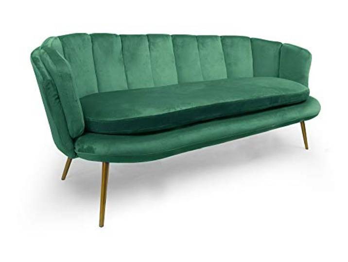 Menzzo Brenda 3-Sitzer-Sofa mit Samtbezug und goldenen Beinen, Grün
