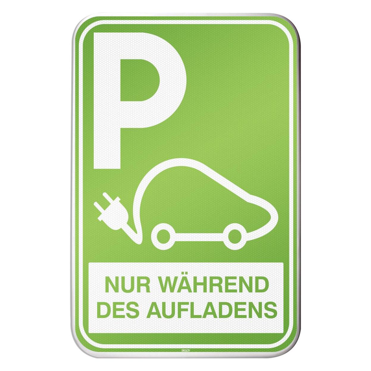 Brady I/EVP6/DE/RFLB-400X600-1, Parkschild für Elektrofahrzeuge - Parkplatz für das Aufladen Ihres (310290)
