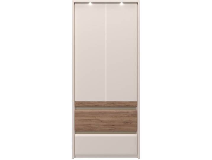 Kleiderschrank, Beige, 97x226x60 cm, MDF & Spanplatte, Mit Beleuchtung, Modern