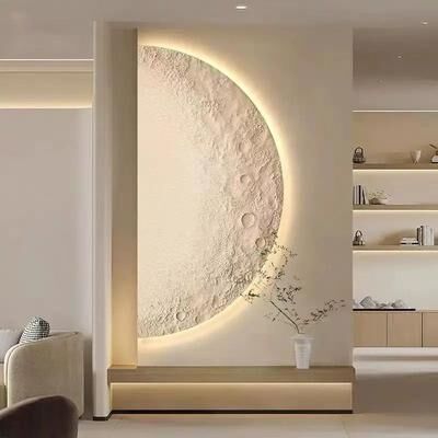 Uplift Essentials Creative LED Moon Wall Painting Lamp Remote Control Minimalist Decor c Type 19.7 X 39.4 In (50 X 100 Cm)