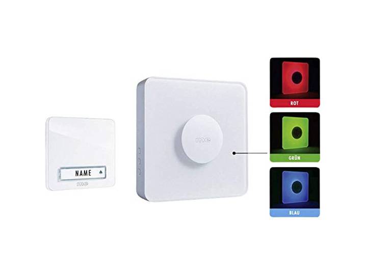 m-e modern-electronics 1676667 41144 draadloze bel complete set verlicht, met naamplaatje