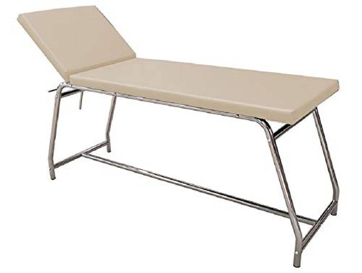 UNTERSUCHUNGSTISCH - Tragkraft 120 kg, verchromt - Matratze beige