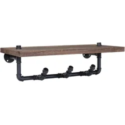 Mendler Wandgarderobe HWC-C45, Ablageregal Hängegarderobe Garderobenpaneel, Industriedesign braun