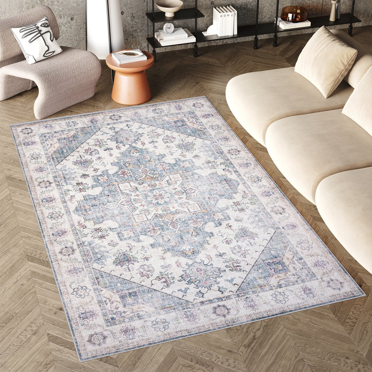 Tapiso Flannel Printed Vloerkleed Vintage Oriental Antislip Wasbaar B/D: 200 x 300 cm
