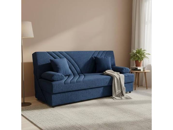 Dmora Schlafsofa 3-Sitzer Ramon 181x81 cm Blau mit Stauraum