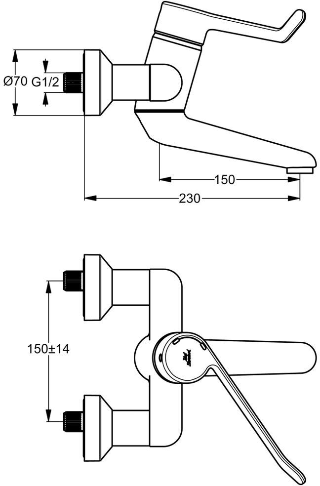 Ideal Standard Einhebel-Wand-Waschtischsicherheitsarmatur