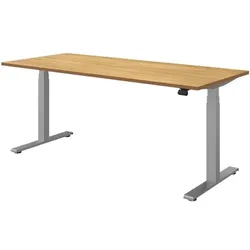 fm Büromöbel Elektrisch höhenverstellbarer Schreibtisch »Sidney« 180 cm C-Fuß Kufen braun, 180x130.8 cm