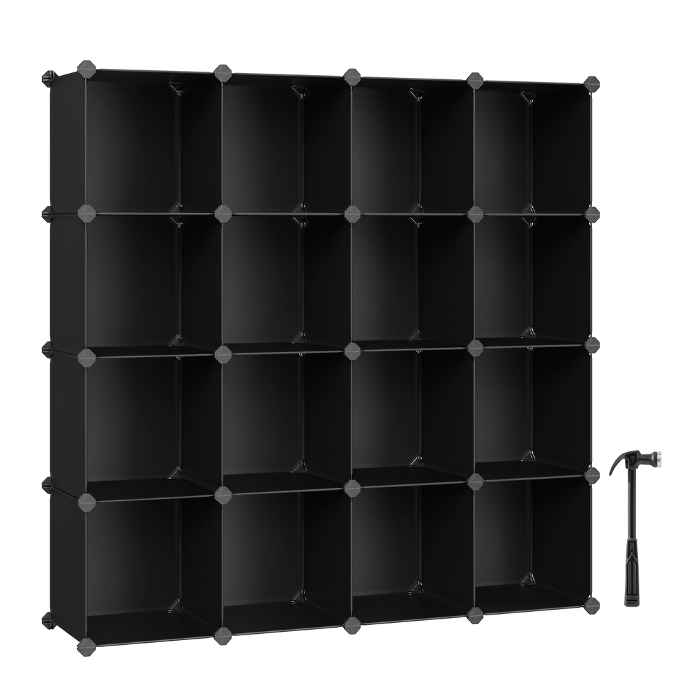 SONGMICS Steckregalsystem 16 Würfel Schwarz B34LPC44BK