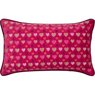 Dekokissen PAD "HEARTS", pink (schwarz pink, herzen), B:30cm L:50cm, Polyester, Dekokissen_Sitzkissen_Kissenhüllen, Allover-Stickerei – flächendeckendes Herz-Design mit Struktur