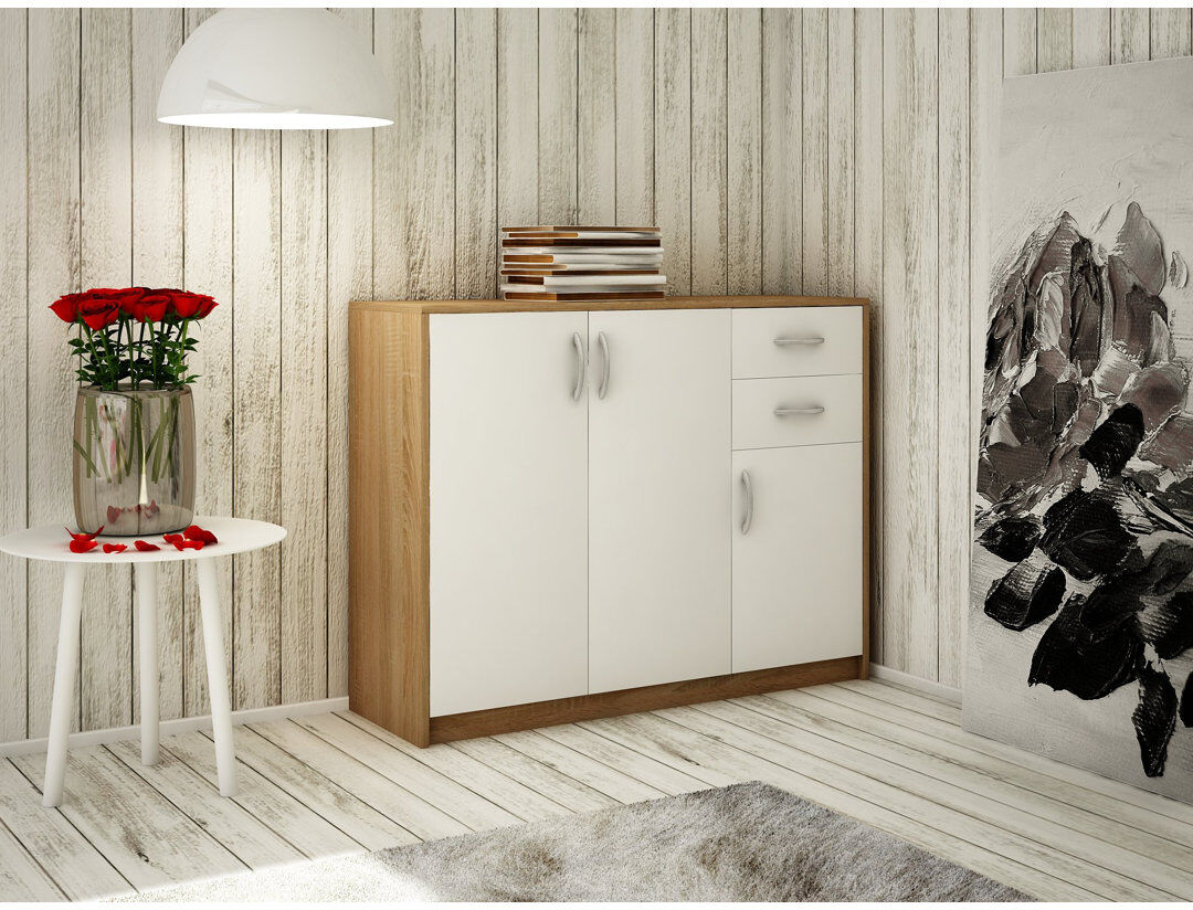Meblando 110cm Sideboard Sonoma/White 85cm H X 110cm W X 35cm D