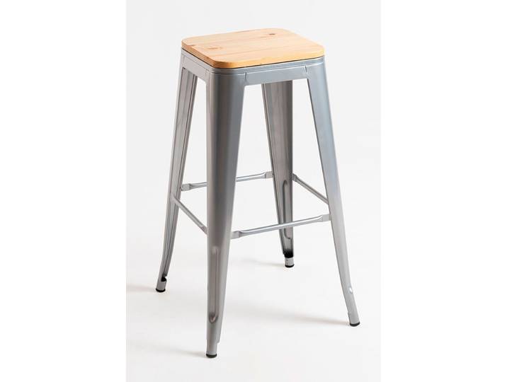 2er-Set Torix Barhocker aus Naturholz 76 cm - Gris métallique