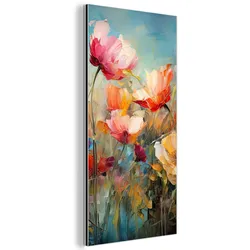 METALLBILD Blumen - Aquarell - Kunst - Botanisch - Natur 40x80 cm