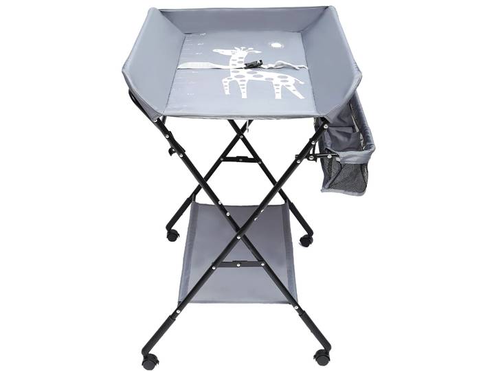Table à langer Mobile, Table à langer pliable réglable en hauteur, Table à langer pour bébé avec matelas à langer, ceinture de sécurité