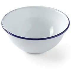 Hendi 12x Emaillie Salatschüssel, weiß blau Schüssel 920 ml, Ø 16 cm
