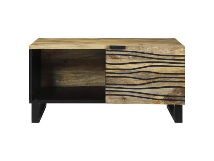 KTHLBRH Couchtisch natur 80 x 50 x 40 cm Massives Akazienholz, modernes Design, einfache Montage, vielseitige Verwendung