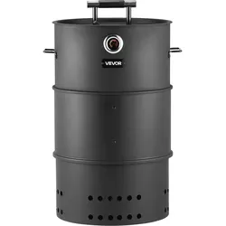 VEVOR Räucherofen, 470 mm, Holzkohlegrill, Räuchergrill, BBQ-Smoker, beschichteter Stahl-Grilltonne mit 2 Grillrosten, 1 Aufhängestange, 6 Haken & Thermometer, ideal für Partys, Garten & Terrasse