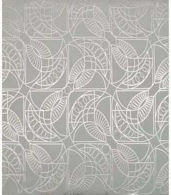 Antonina Vella Cartouche Blue & Silver Wallpaper