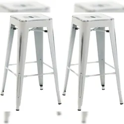 DELUKE® Barhocker 2er Set MILAN - Antik-Weiß, Metall | Barhocker ohne Lehne Barstuhl Tresenhocker Tresenstuhl Kneipenhocker Kneipenstuhl