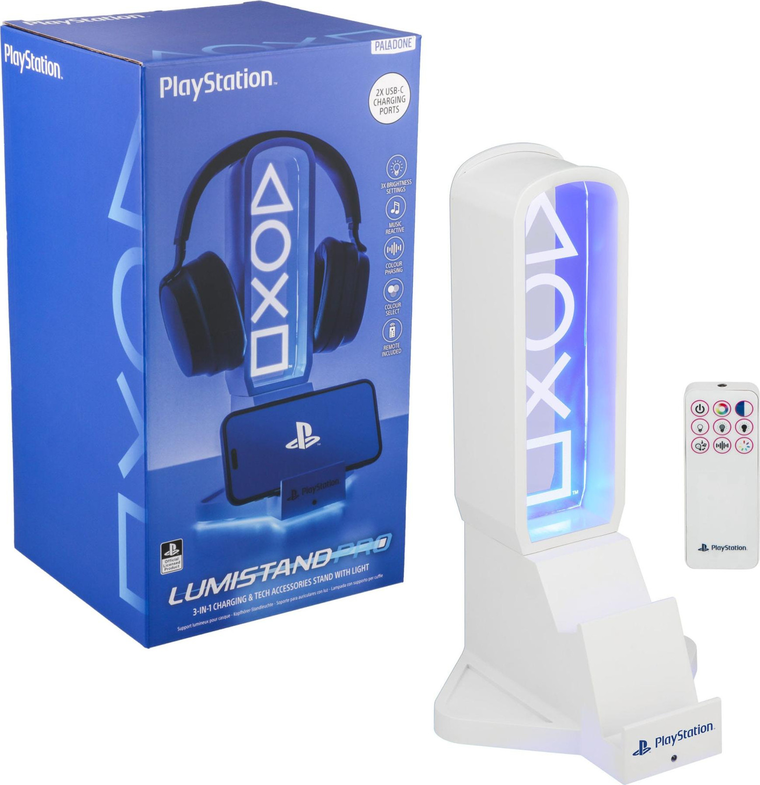 Sony PlayStation hoofdtelefoonhouder met LED-verlichting en USB-aansluiting