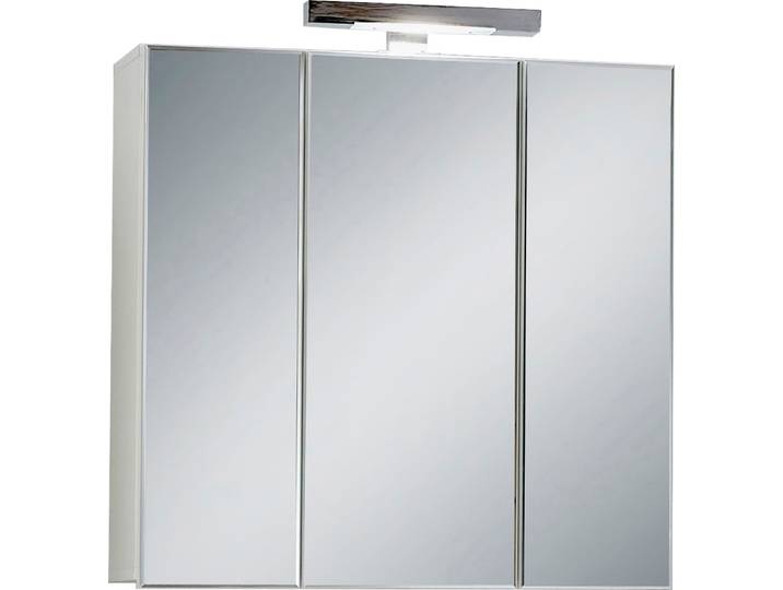 Spiegelschrank FMD Zamora , weiß, B:70cm H:67,6cm T:19cm, Holzwerkstoff, Schränke, Spiegelschrank, Spiegelschrank mit LED-Beleuchtung, Breite 70 cm